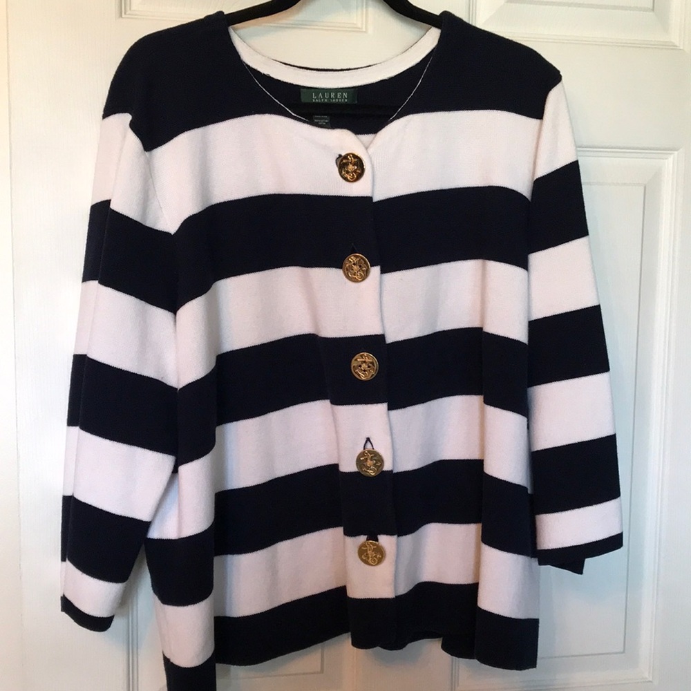 Ralph Lauren 2X Nautical Sweater Cotton 3 season Wide Stripe